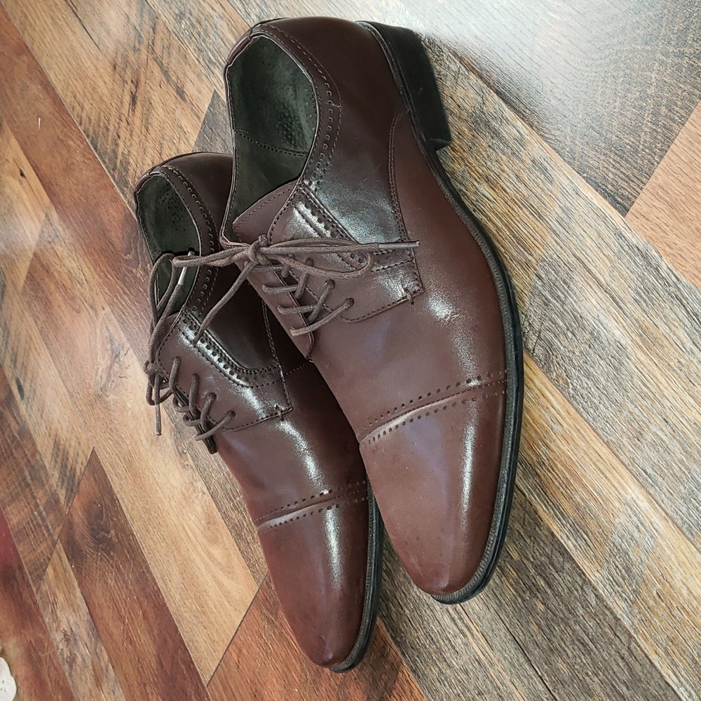 Stacy Adams Brown Leather Oxford Dress Shoes, Size 9.5